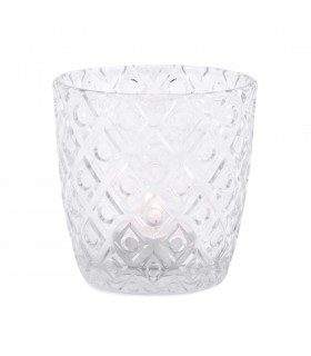 PHOTOPHORE ELEGANCE VERRE CLAIR H.9 3 ASS C6