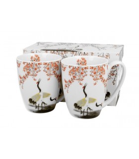 SET 2 MUGS 360ML SAKURA & CRANES C2