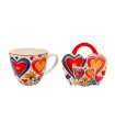 MUG 460ML COLORFUL COEURS 2 PANIER SET DE 4