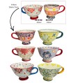 MUG FLEURS PEINT MAIN 450ML SET DE 6 ASS