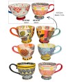 MUG FLEURS PEINT MAIN 450ML SET DE 6 ASS