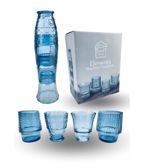 SET 4 VERRES EMPILABLES POISSON BLEU C2