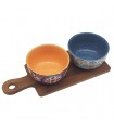 SET 2 COUPELLES APERITIF+PLAT BOIS 30X12X7 C2