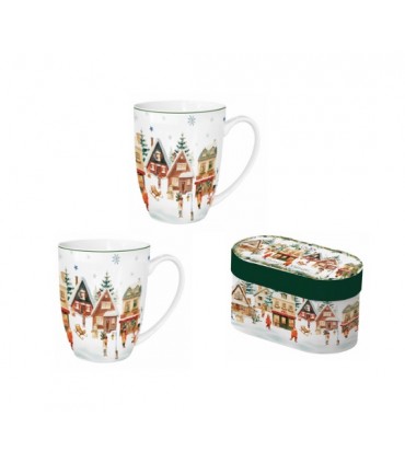 SET 2 MUGS 350ML CHRISTMAS VILLAGE C2