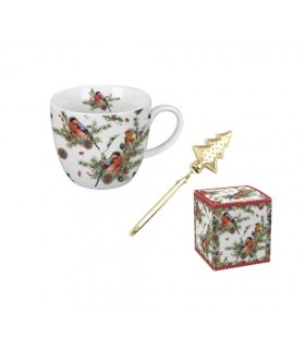 MUG 460ML + INFUSEUR CHRISTMAS BIRDS C3