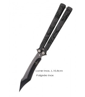 COUTEAU PAPILLON LAME ET POIGNEE INOX 10.8CM