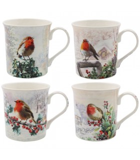 MUG ROUGE-GORGE NOËL 300ML SET DE 4 ASS