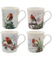 MUG ROUGE-GORGE NOËL 300ML SET DE 4 ASS