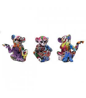 SET 3 SINGES DE LA SAGESSE GRAFFITI 14X11X16