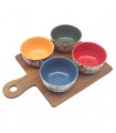 SET 4 COUPELLES APERITIF+PLAT BOIS 36X26X7