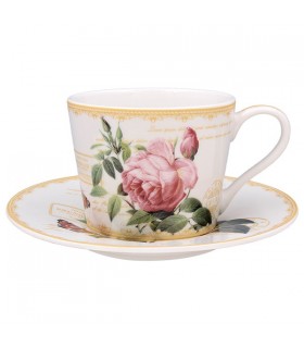 TASSE + SOUCOUPE 250ML REDOUTE ROSE SET DE 2