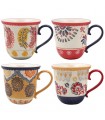 MUG FLEURS PEINT MAIN 14X11X10 SET DE 4 ASS