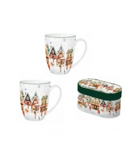 SET 2 MUGS 350ML CHRISTMAS VILLAGE C2