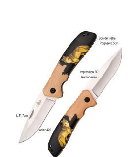 COUTEAU MANCHE HETRE LOUP ACIER 420 8.5CM COUTEAU MANCHE HETRE LOUP ACIER 420 8.5CM