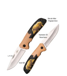 COUTEAU MANCHE HETRE SANGLIER ACIER 420 8.5CM COUTEAU MANCHE HETRE SANGLIER ACIER 420 8.5CM