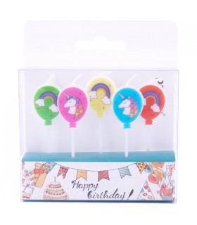 BOUGIES BALLONS LICORNES 5 ASS H.5 C12 BOUGIES BALLONS LICORNES 5 ASS H.5 C12