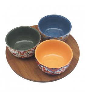 SET 3 COUPELLES APERITIF+PLAT BOIS 25X7  SET 3 COUPELLES APERITIF+PLAT BOIS 25X7