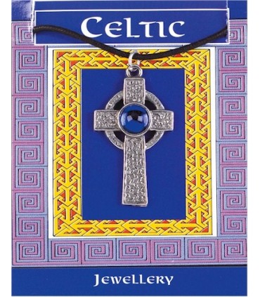 COLLIER CROIX CELTIQUE PERLE BLEUE C10