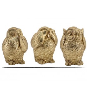 SET 3 CHOUETTES SAGESSE DORE 11X11X15 SET 3 CHOUETTES SAGESSE DORE 11X11X15