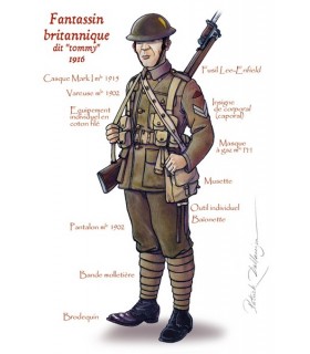 CARTE FANTASSIN BRITANNIQUE 1916 X25 CARTE FANTASSIN BRITANNIQUE 1916 X25