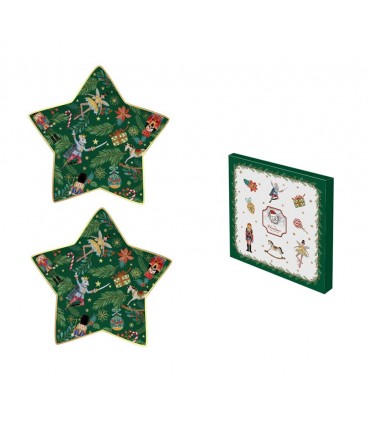 SET 2 PLATS ETOILES 15.5CM PORCELAINE CHRISTMAS SPIRIT