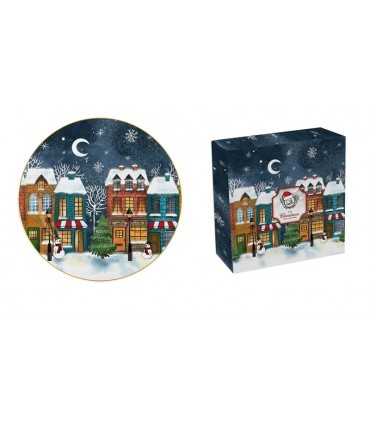 PLAT 27CM PORCELAINE CHRISTMAS CITY C2