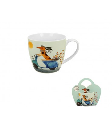MUG 460ML CHIEN SCOOTER PANIER SET DE 4
