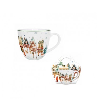 MUG 460ML PANIER CHRISTMAS VILLAGE SET DE 4