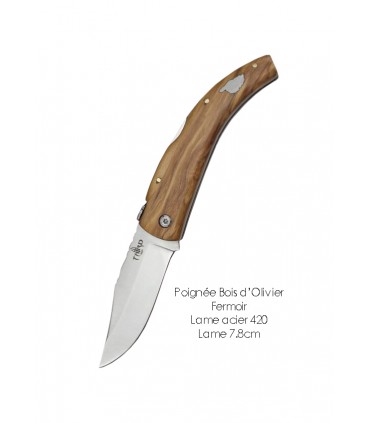 COUTEAU DE POCHE BOIS OLIVIER ACIER 420 7.8CM