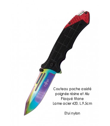COUTEAU POCHE ASSISTE LAME ACIER 420 9.5CM