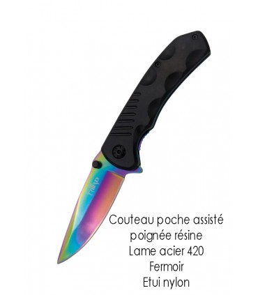 COUTEAU POCHE ASSISTE LAME ACIER 420 8.5CM