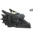 BOUGEOIR TETE DRAGON GRIS C2  L.13CM