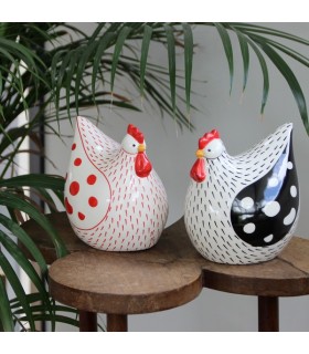 SET 2 POULES ROUGE/NB 14.5X12.5X16.2  SET 2 POULES ROUGE/NB 14.5X12.5X16.2