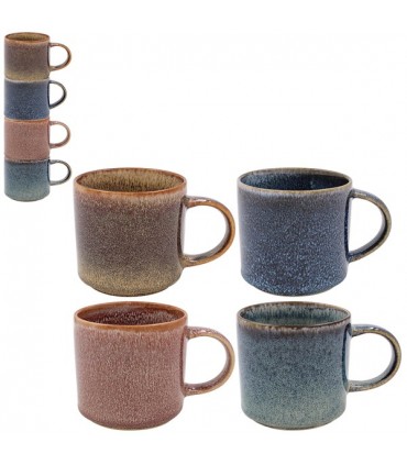 MUG REACTIVE GLAZE 400ML EMPILABLE SET DE 4 ASS