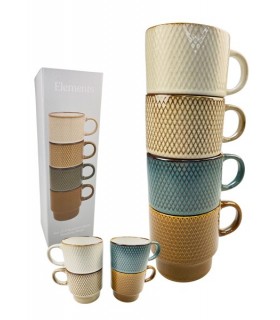 MUG 350ML REACTIVE GLAZE SET DE 4 ASS