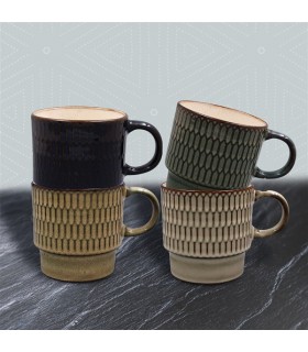 MUG 350ML REACTIVE GLAZE SET DE 4 ASS
