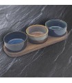 SET 3 COUPELLES APERITIF+PLAT BOIS 28X10X5 C2