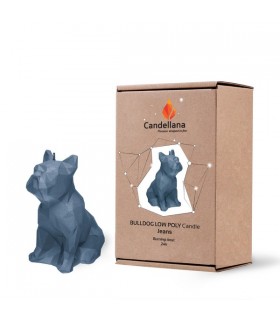 BOUGIE BULLDOG ORIGAMI BLEU JEAN 24H 15X7.5X13