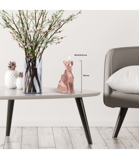 BOUGIE CHAT ORIGAMI ROSE GOLD 35H 18X10X7.6