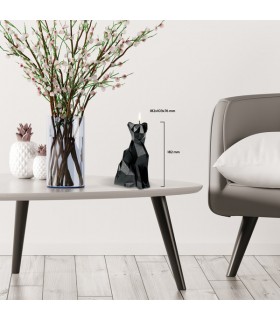 BOUGIE CHAT ORIGAMI NOIR MAT 35H 18X10X7.6