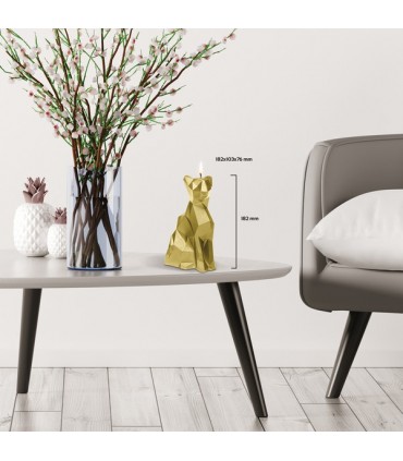 BOUGIE CHAT ORIGAMI GOLD 35H 18X10X7.6