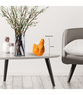 BOUGIE POULE ORIGAMI ORANGE 70H 15X11.5X15.5