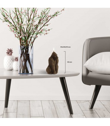 BOUGIE GORILLE ORIGAMI MARRON 79H 9.5X10X15.5