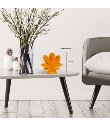 BOUGIE FEUILLE ORANGE 25H 14.7X6X13 C2