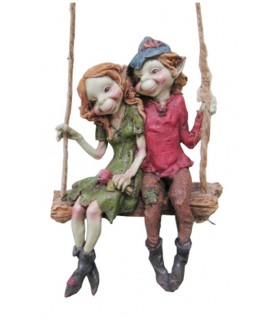 COUPLE D'ELFES BALANCOIRE SET DE 2 H.17CM COUPLE D'ELFES BALANCOIRE SET DE 2 H.17CM
