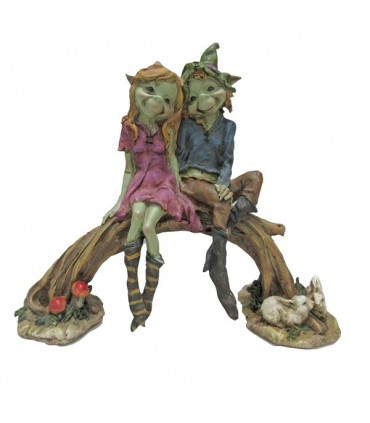 COUPLE ELFES PONT 24X10X21