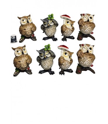 CHOUETTE CHANCE 6.7X5X9.6 SET DE 8 ASS