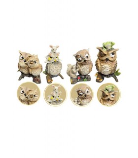 CHOUETTE ANIMAUX 6.3X5.7X10 SET DE 8 ASS