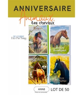 LOT 50 CARTES ANNIVERSAIRE CHEVAUX ASS
