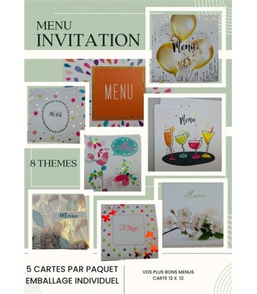 LOT MENUS ASS 8 THEMES 40 PAQUETS DE 5
